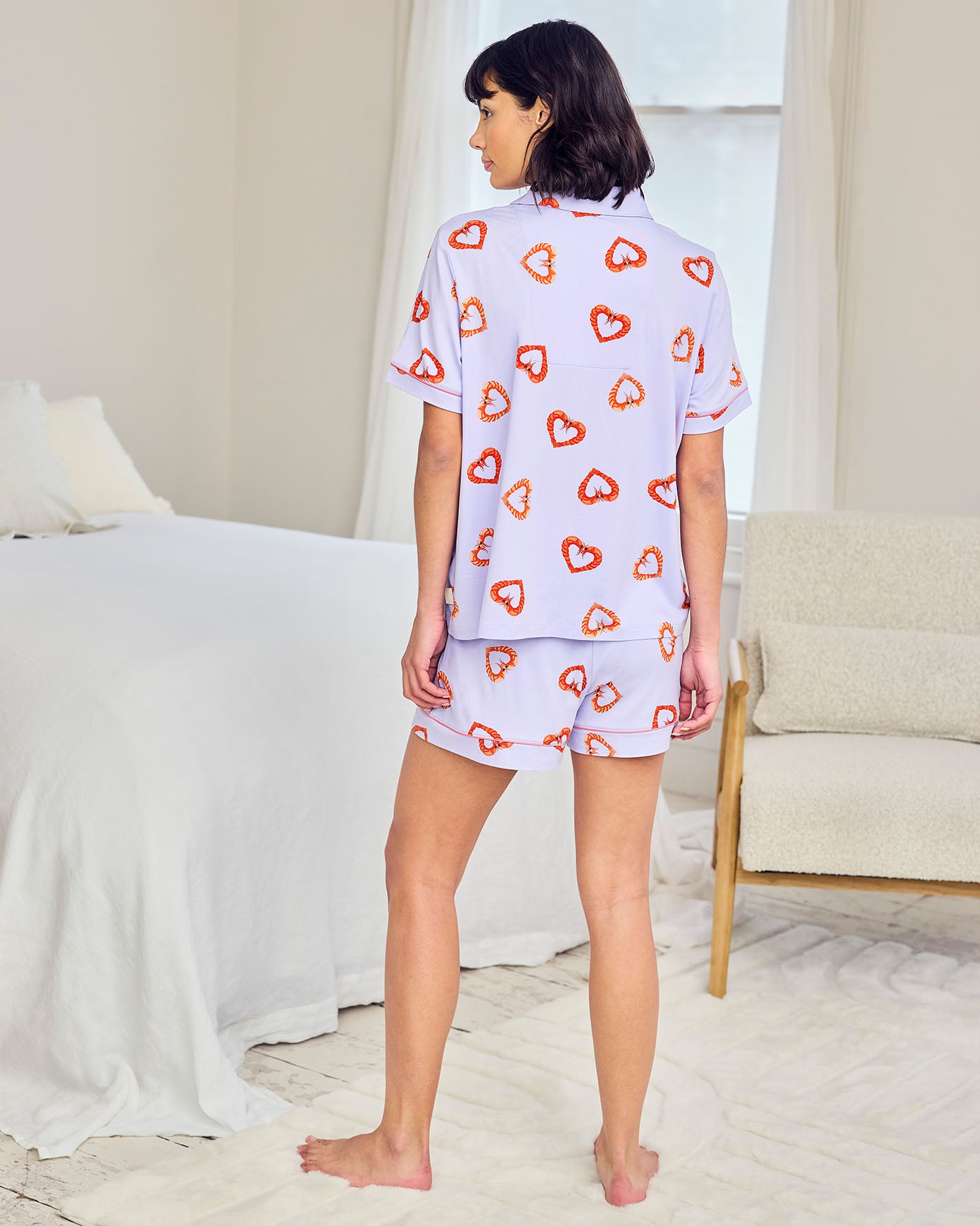 Shrimp Heart Print Short Pyjama Set