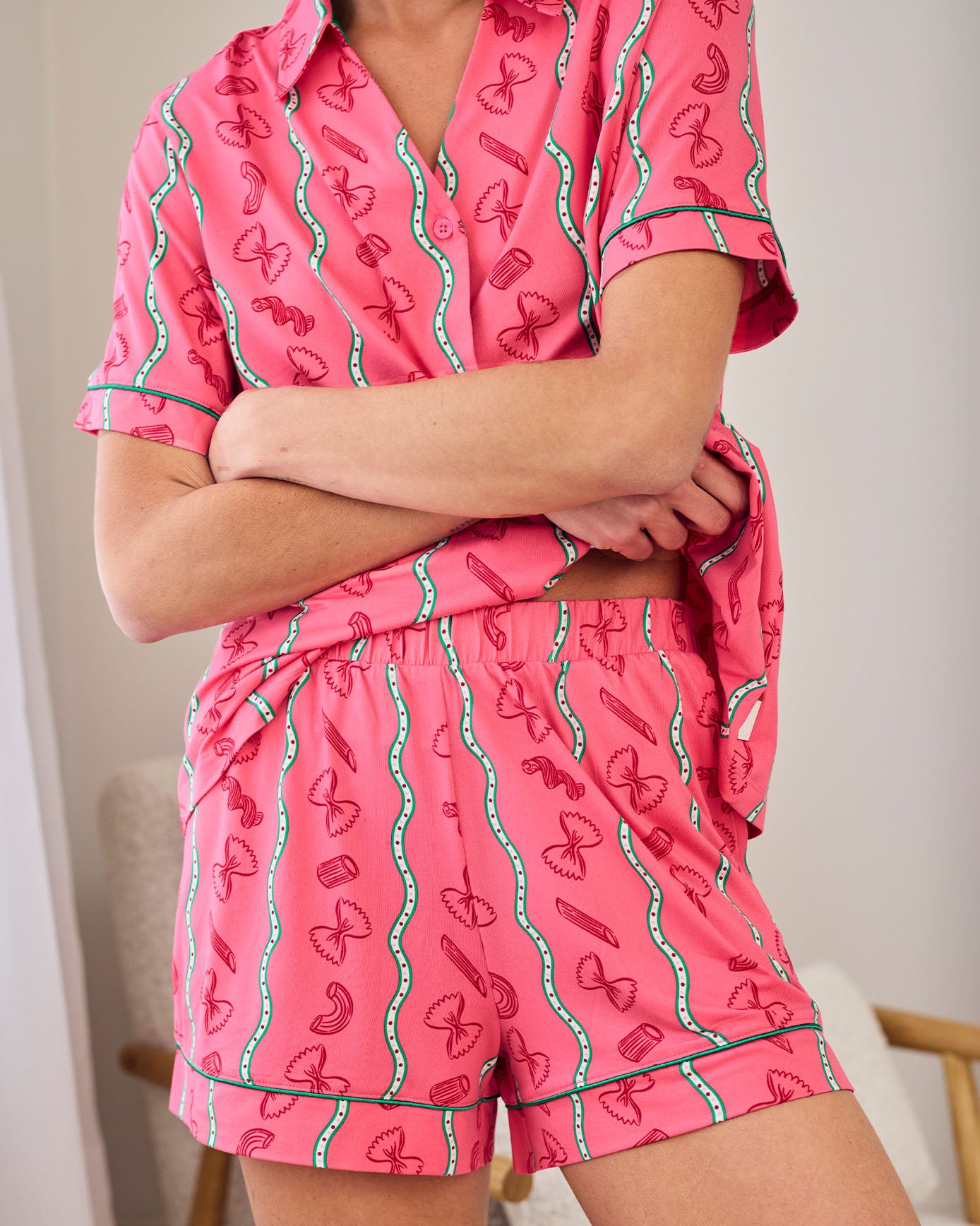 Pasta Stripe Print Short Pyjama Set