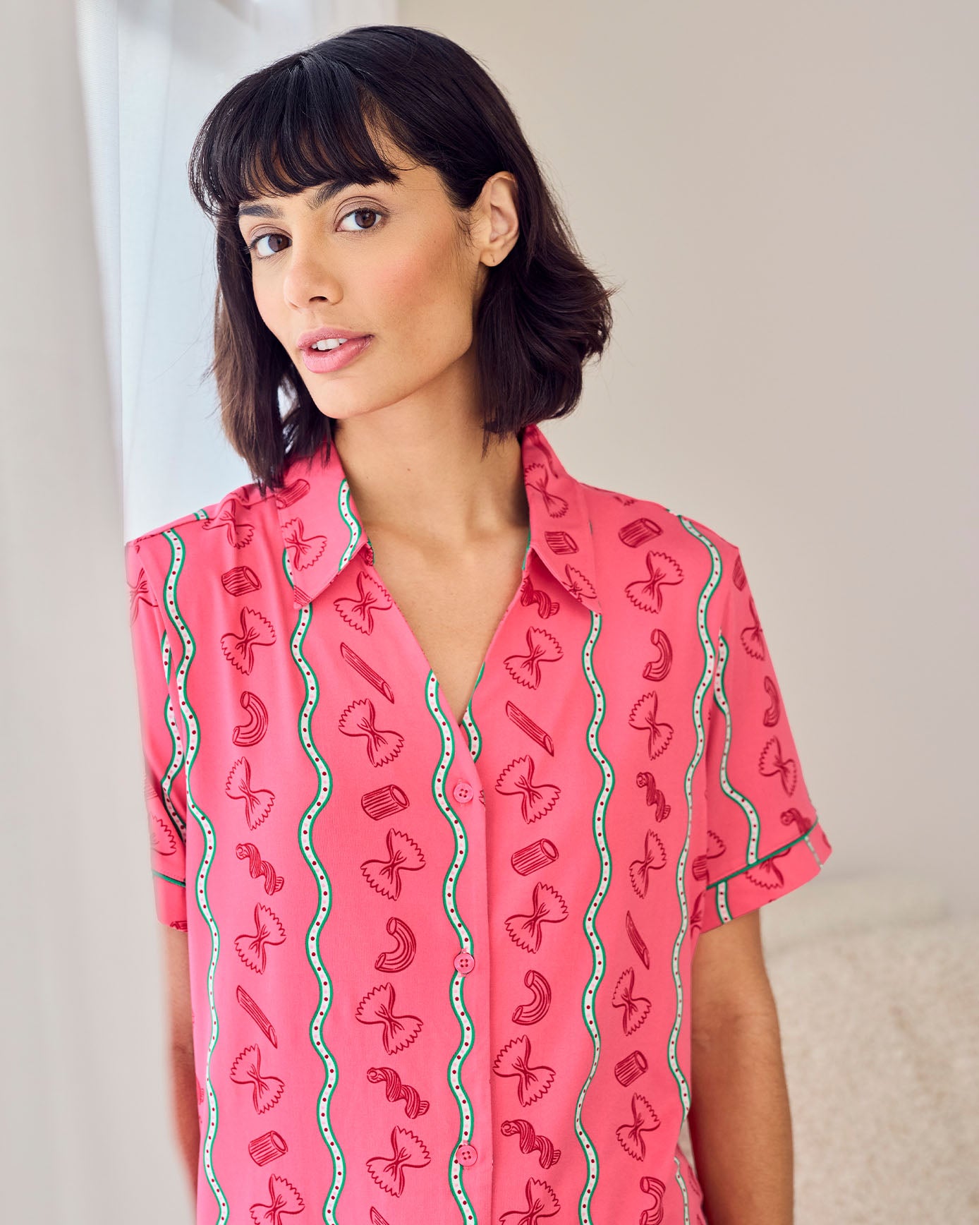 Pasta Stripe Print Short Pyjama Set