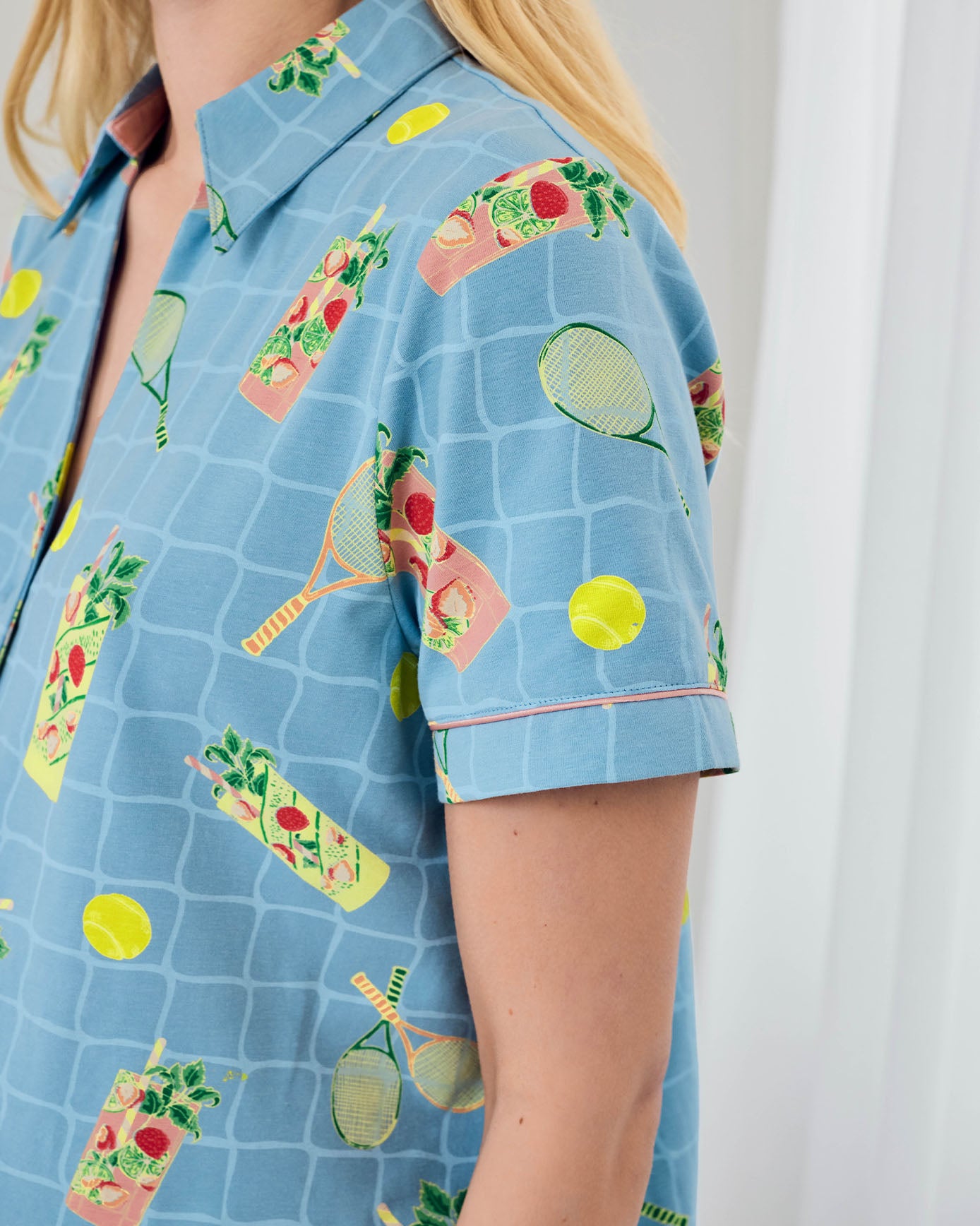 Maternity Organic Cotton Tennis & Cocktails Print Short Pyjama Set