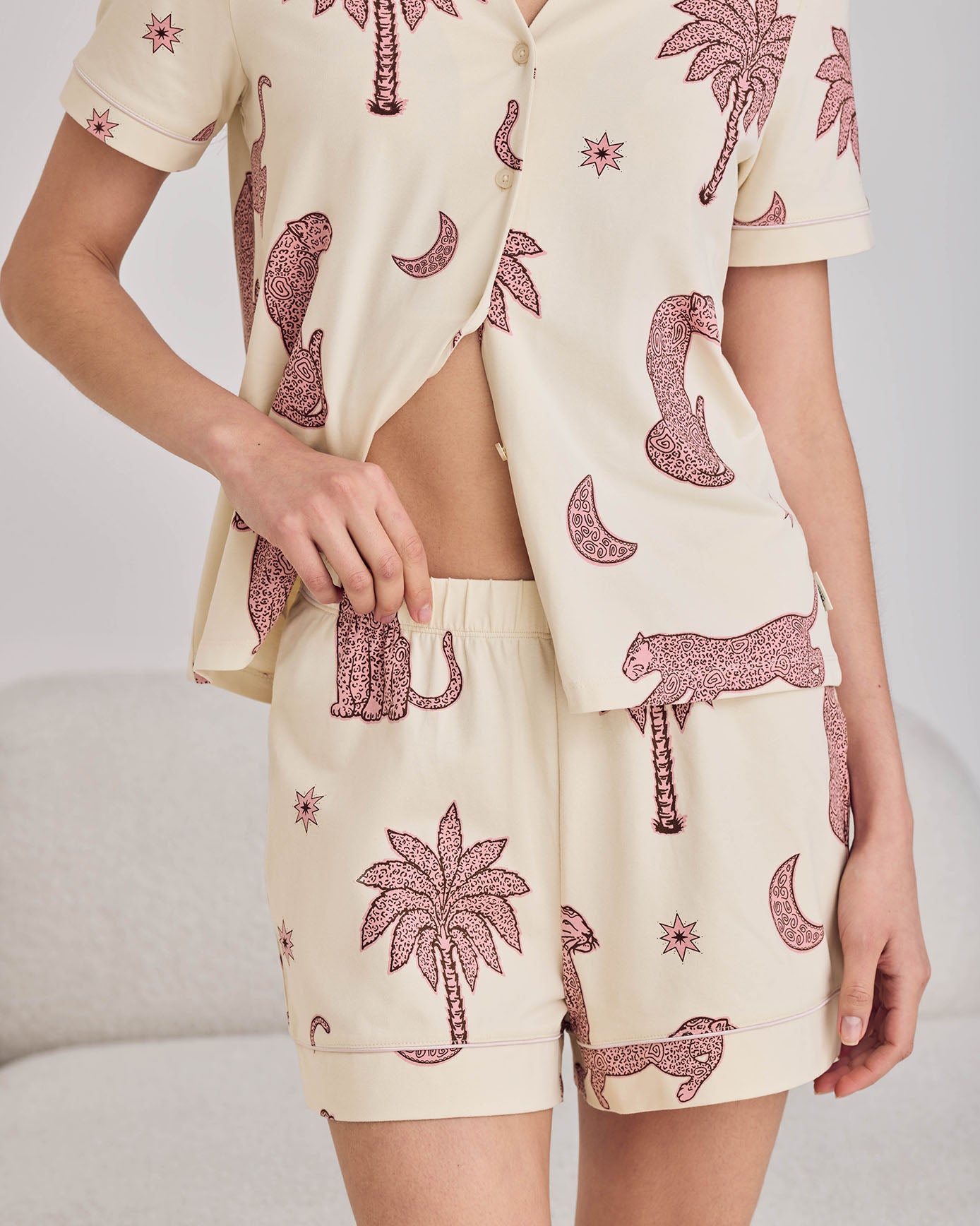 Organic Cotton Midnight Leopard Print Short Pyjama Set