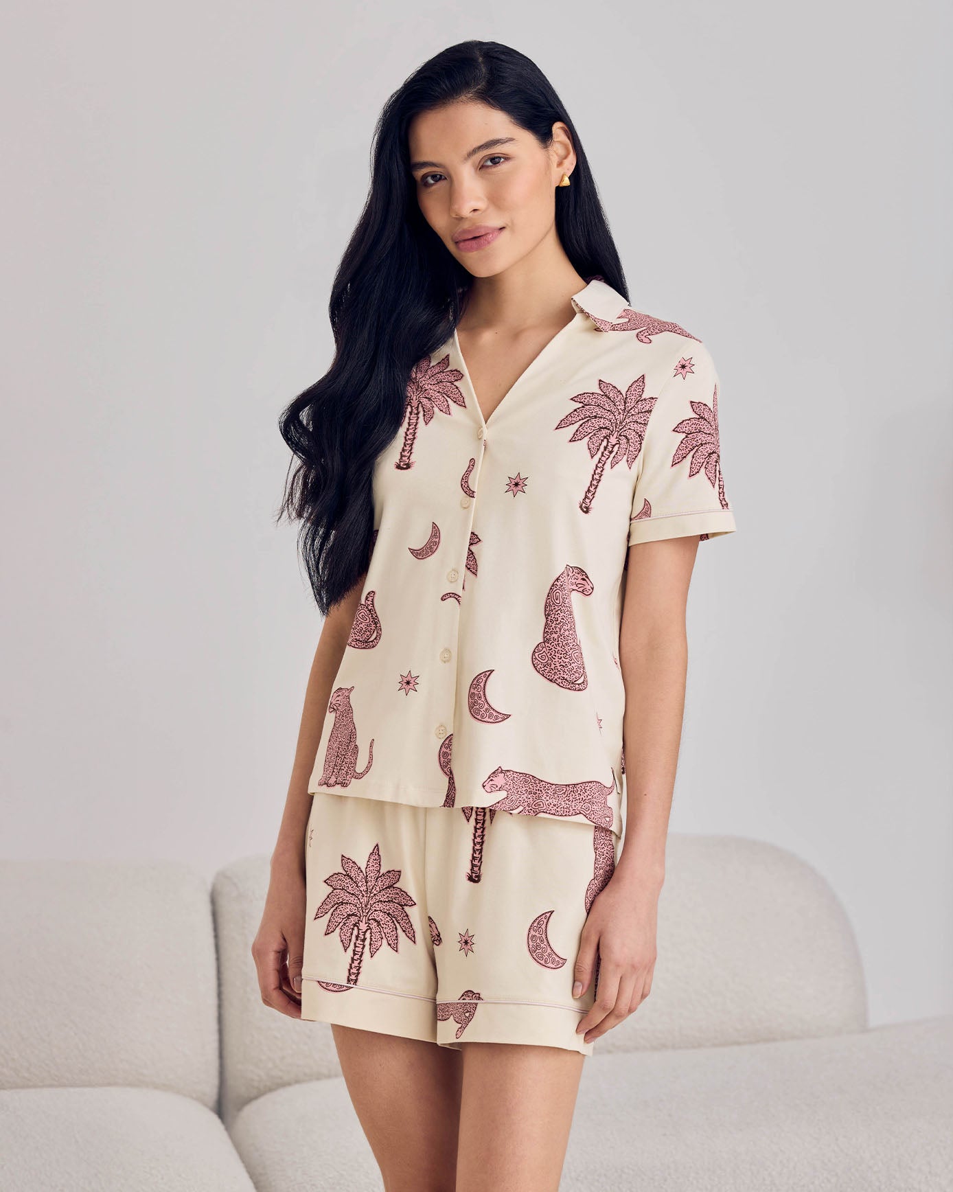 Organic Cotton Midnight Leopard Print Short Pyjama Set