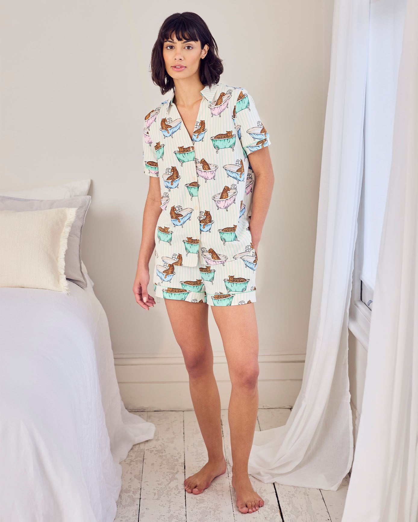 Organic Cotton Bubble Bath Leopards Print Short Pyjama Set