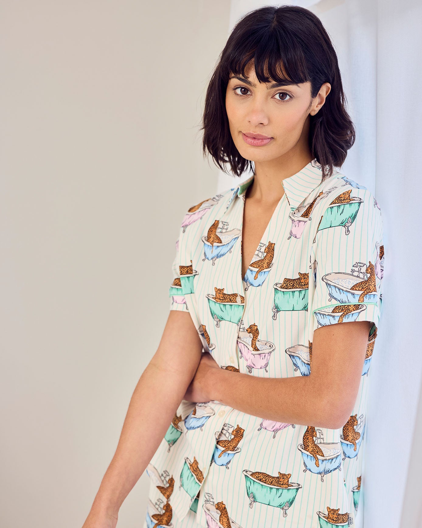 Organic Cotton Bubble Bath Leopards Print Short Pyjama Set