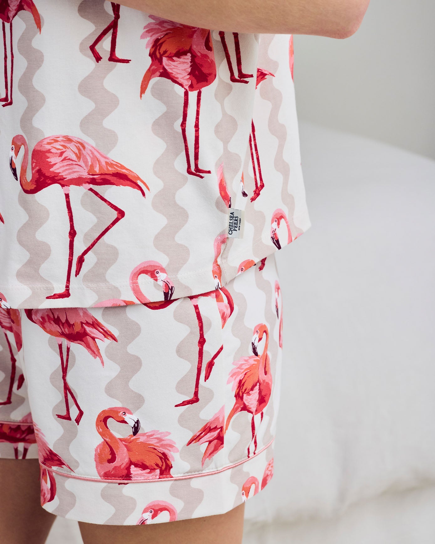 Organic Cotton Flamingo Stripe Print Short Pyjama Set