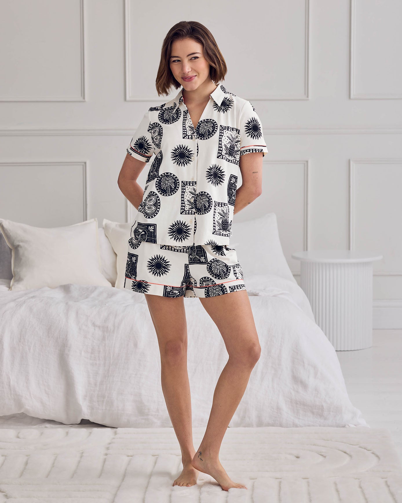 Organic Cotton Stamp & Tile Print Short Pyjama Set