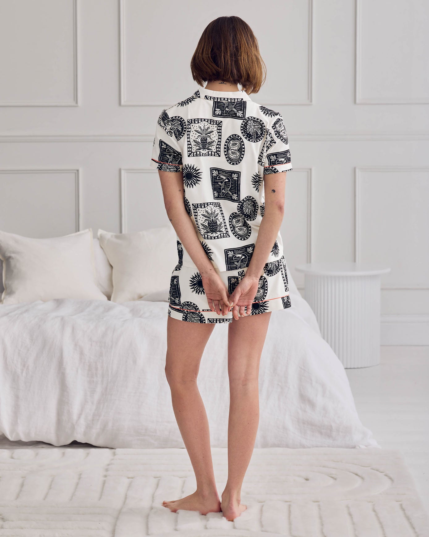 Organic Cotton Stamp & Tile Print Short Pyjama Set