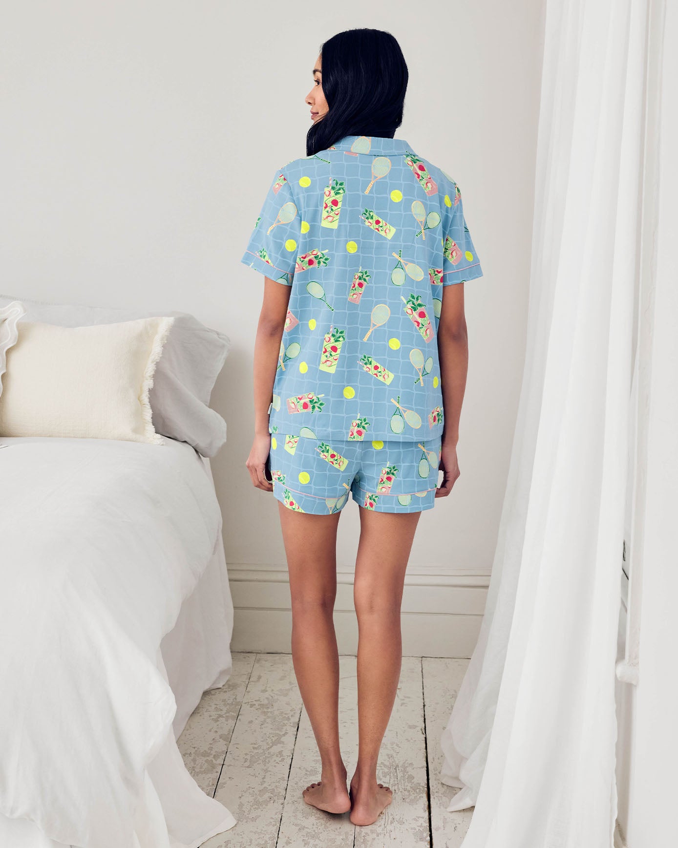 Organic Cotton Tennis & Cocktails Print Short Pyjama Set