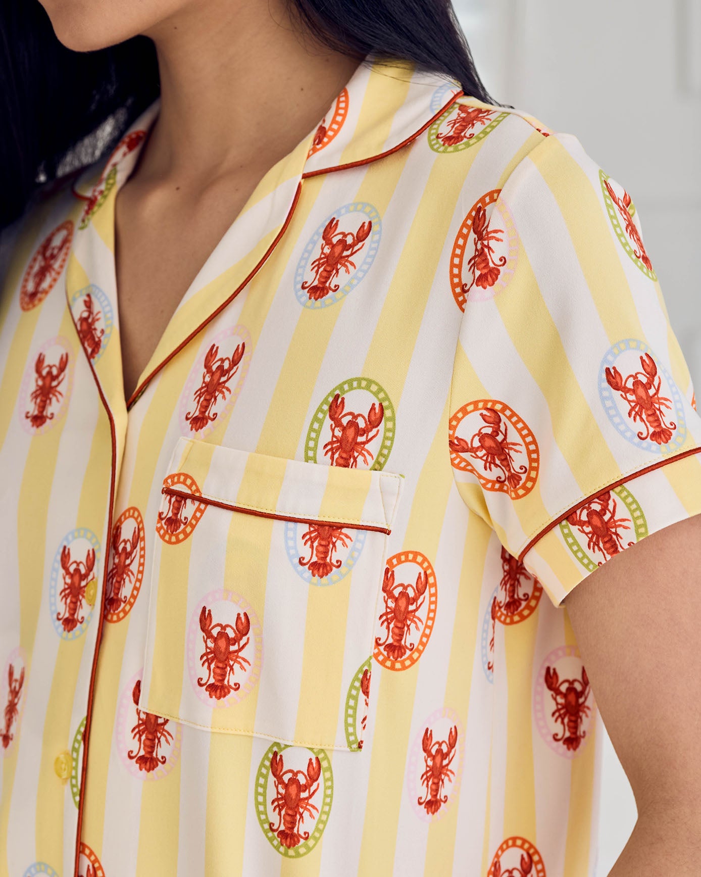 Lobster Stripe Print Short Pyjama Set