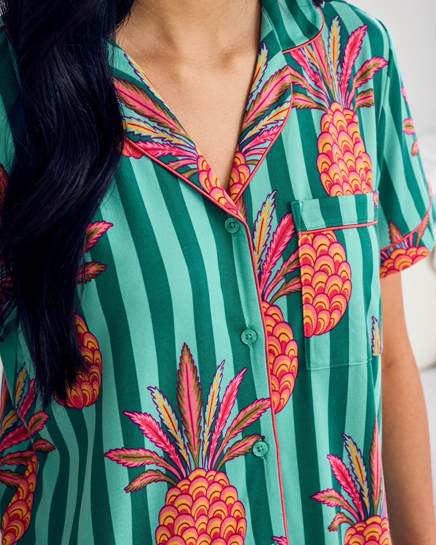 Pineapple Stripe Print Short Pyjama Set