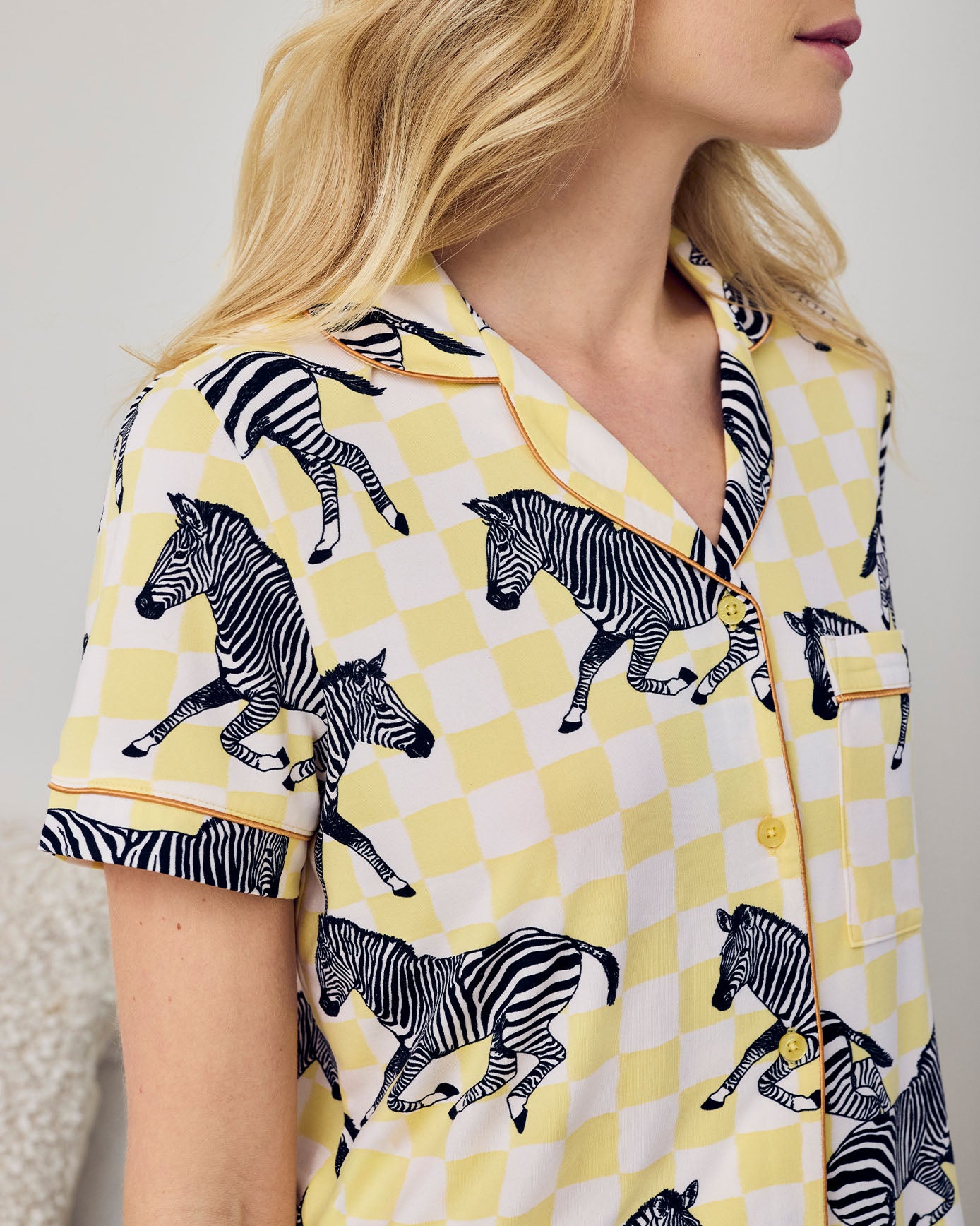 Zebra Checkerboard Print Short Pyjama Set