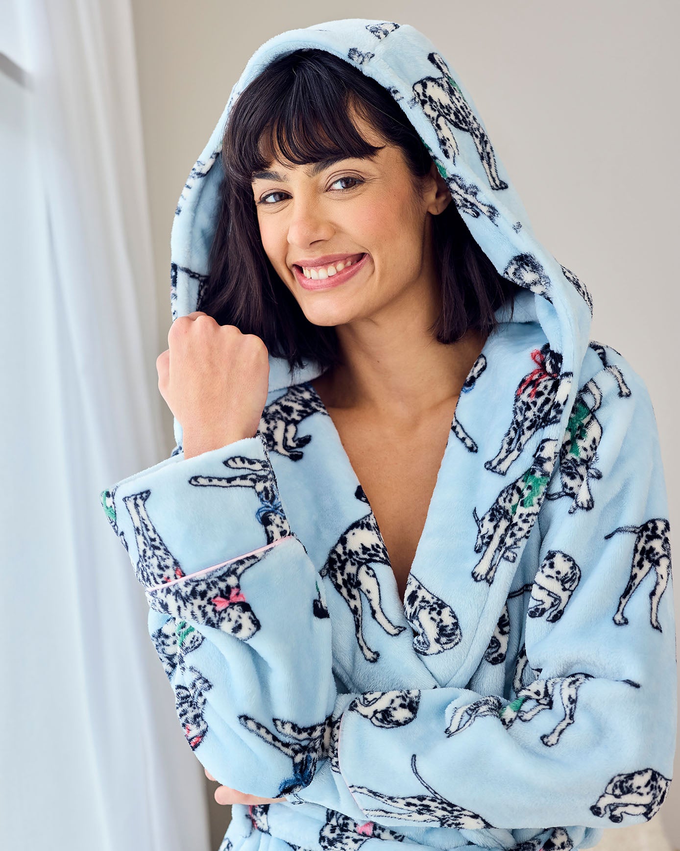 Fleece Dalmatian Dogs Print Dressing Gown