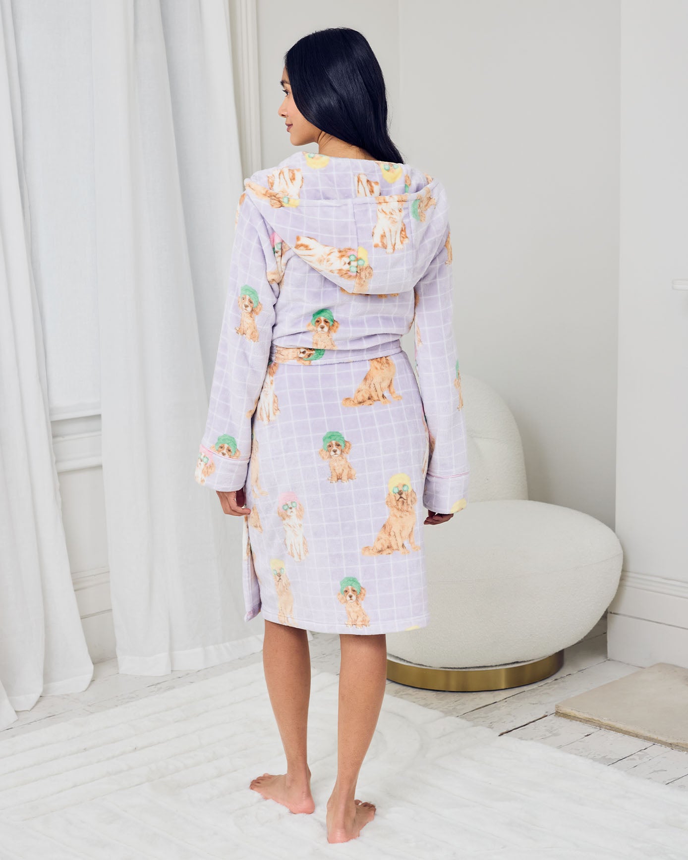 Fleece Spa Dogs Print Dressing Gown