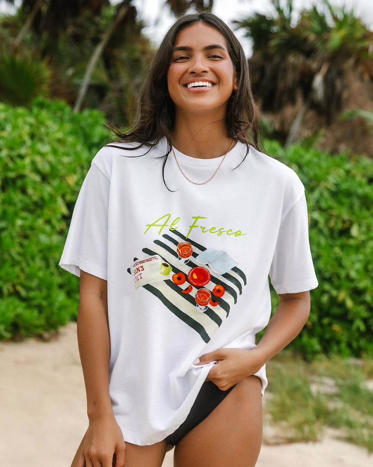 Organic Cotton Al Fresco Print T Shirt