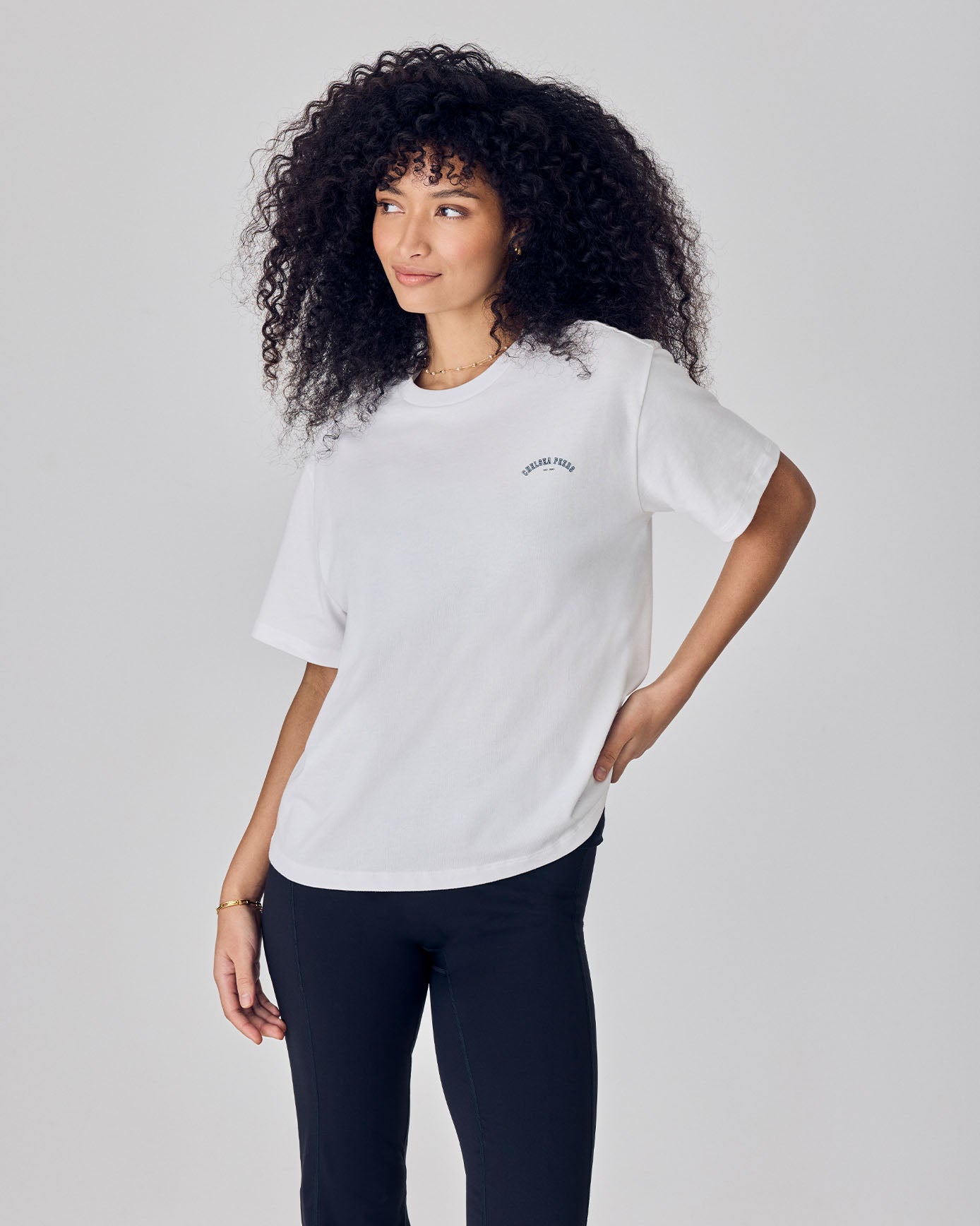 Organic Cotton Embossed Logo T-Shirt - White & Blue