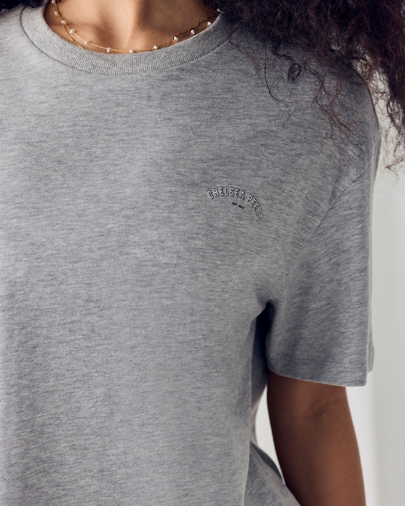 Organic Cotton Embossed Logo T-Shirt - Grey Marl
