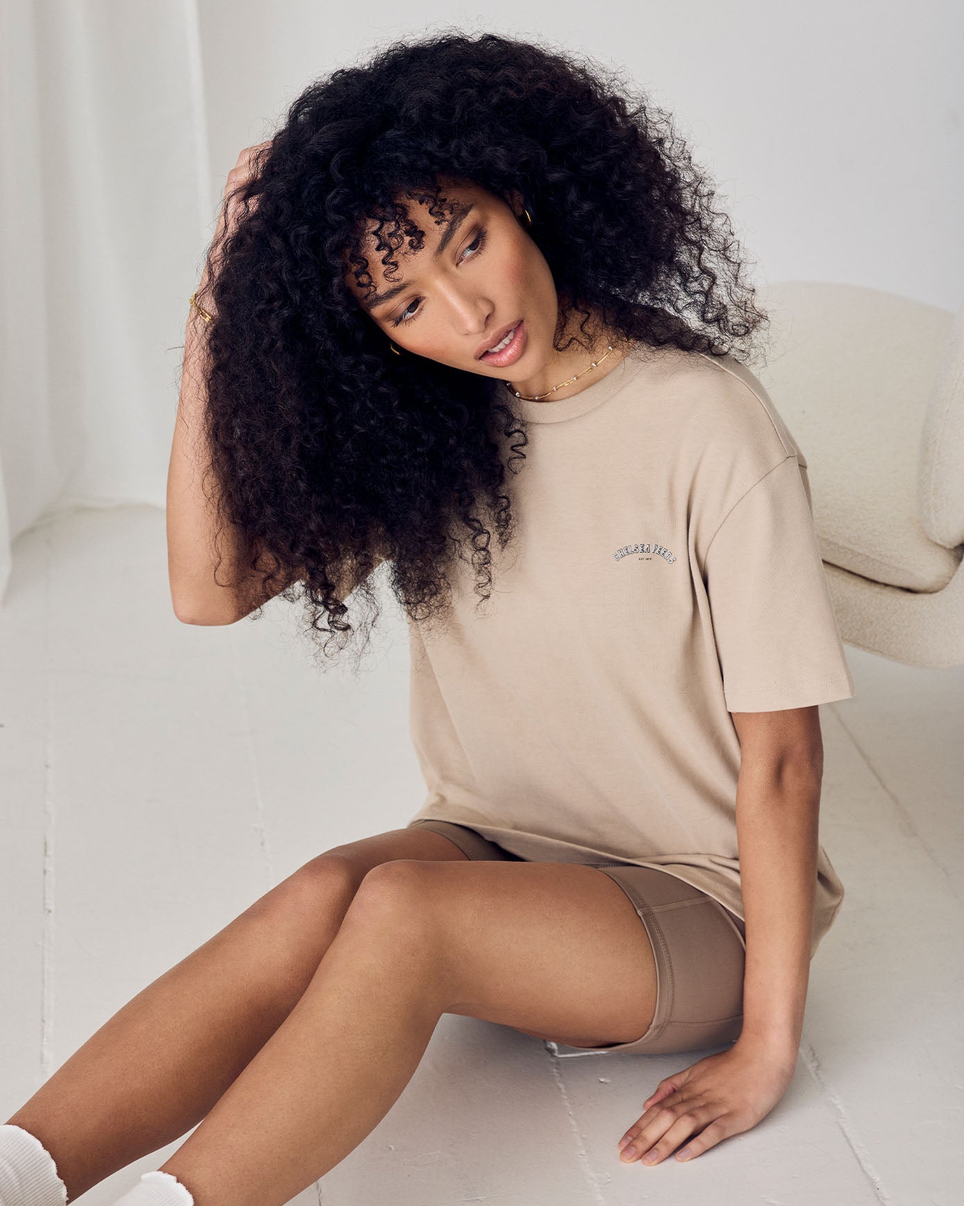 Organic Cotton Embossed Logo T-Shirt - Beige