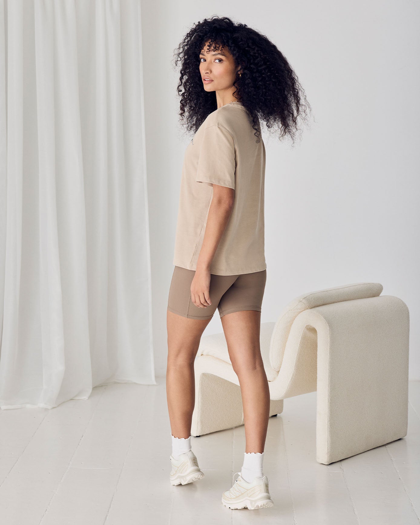 Organic Cotton Embossed Logo T-Shirt - Beige