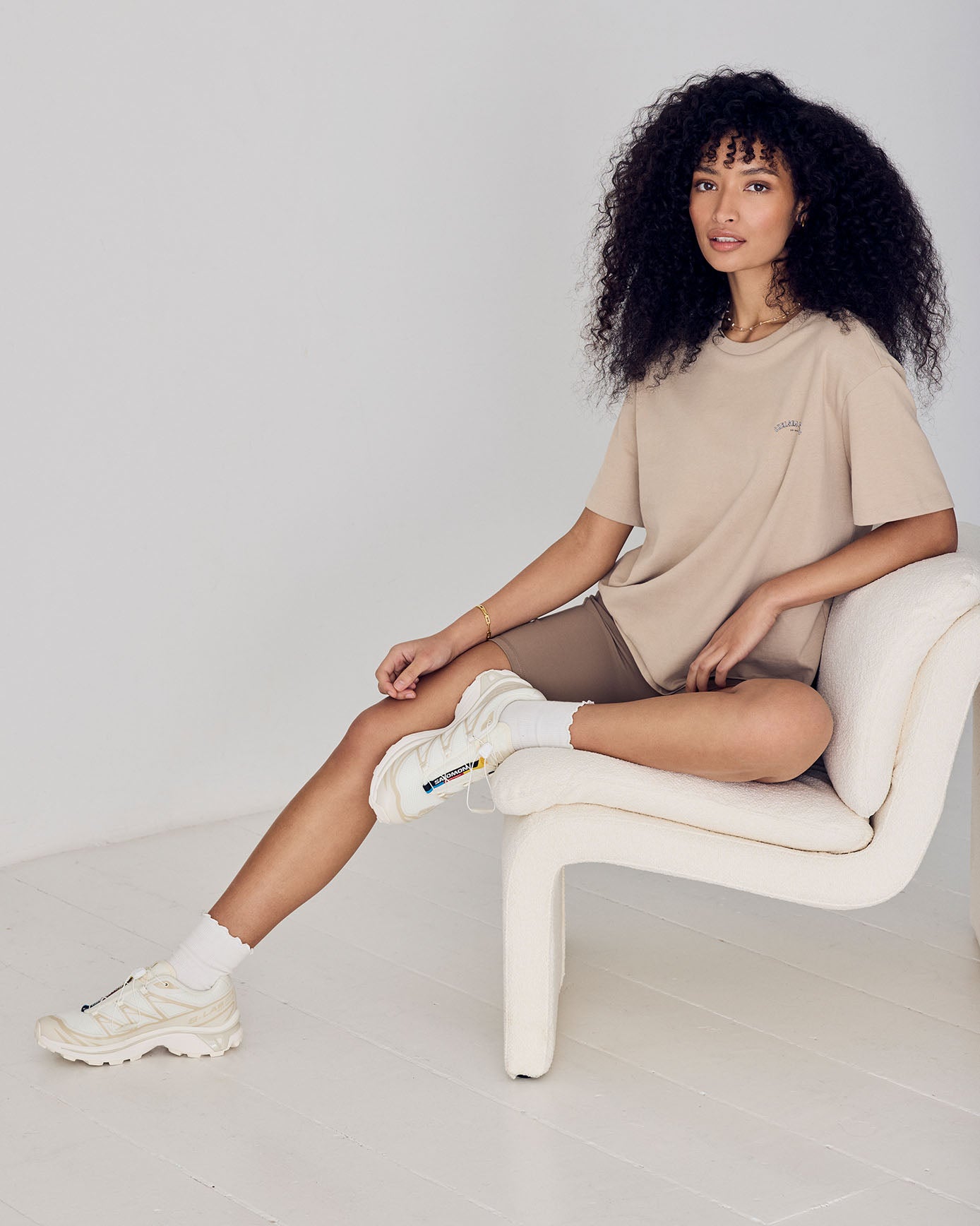 Organic Cotton Embossed Logo T-Shirt - Beige