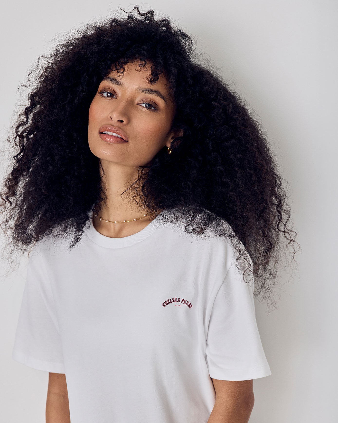 Organic Cotton Embossed Logo T-Shirt - White & Pink