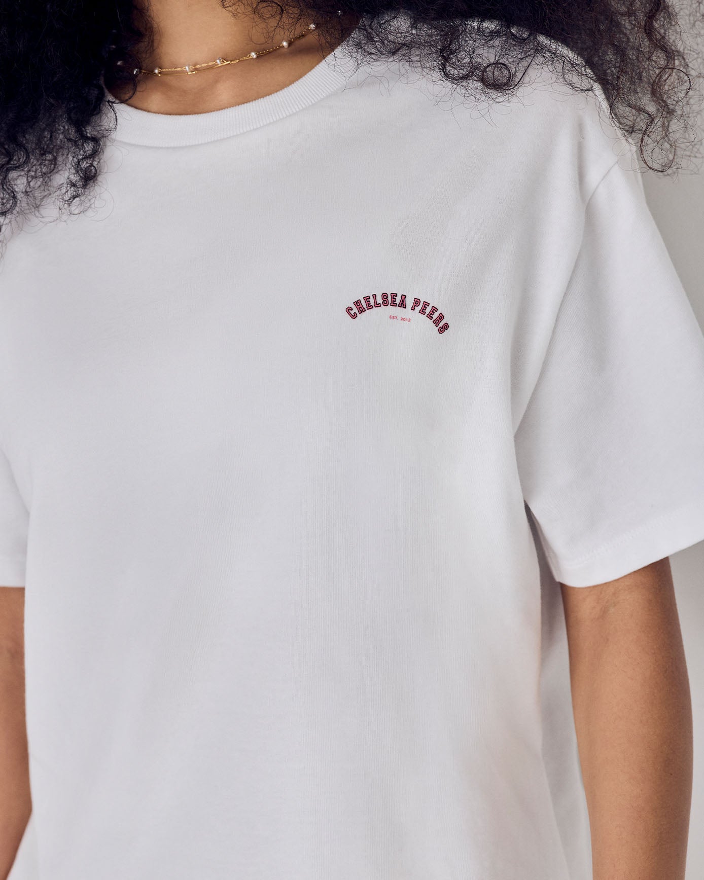 Organic Cotton Embossed Logo T-Shirt - White & Pink