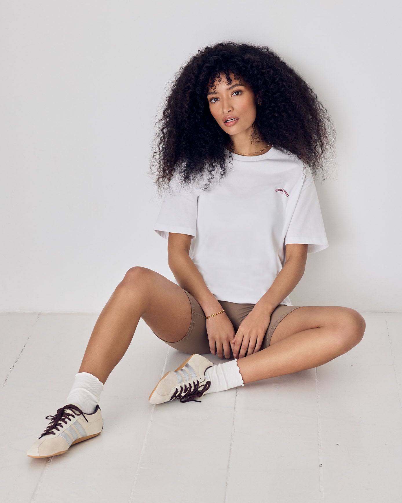 Organic Cotton Embossed Logo T-Shirt - White & Pink