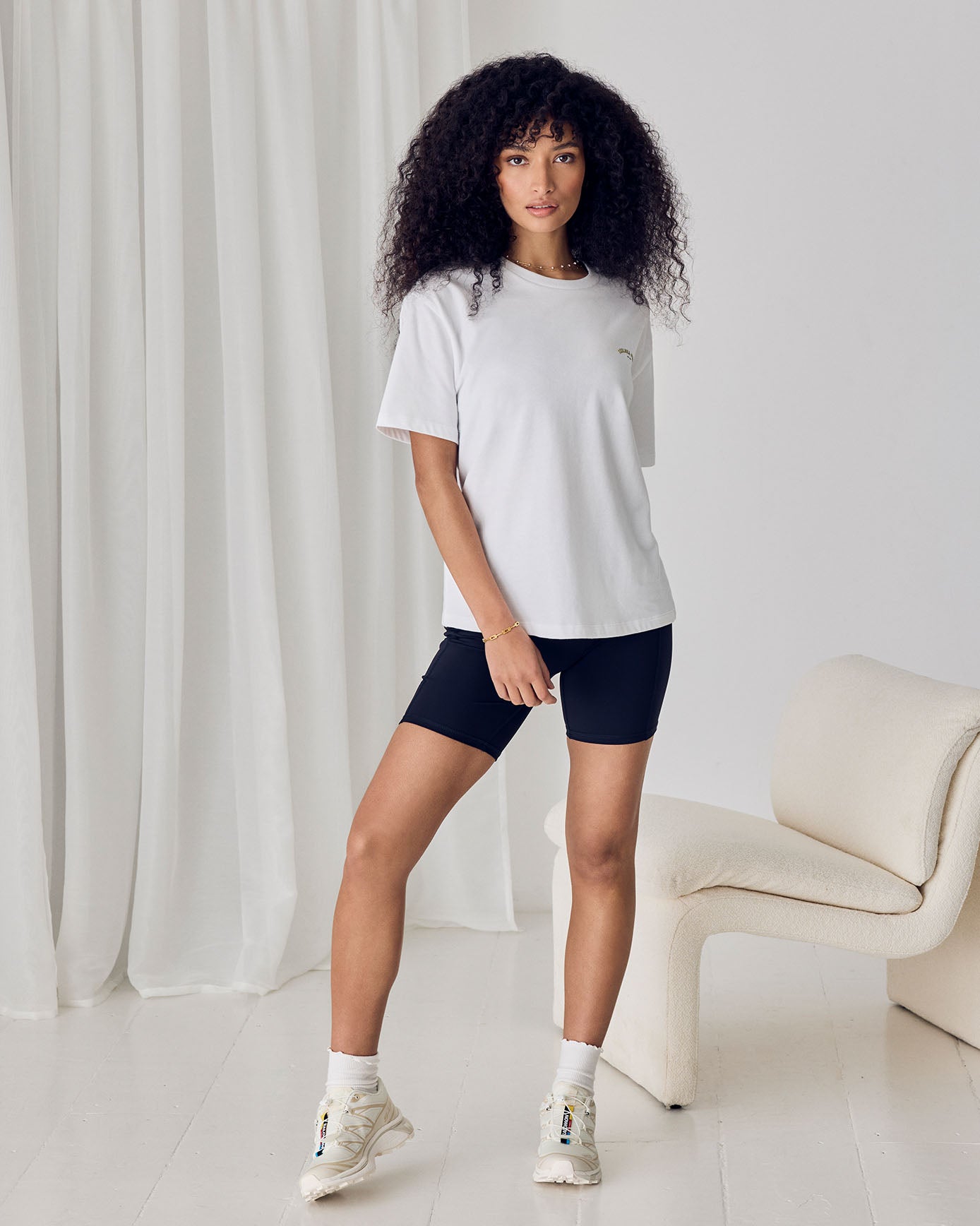 Organic Cotton Embossed Logo T-Shirt - White & Yellow