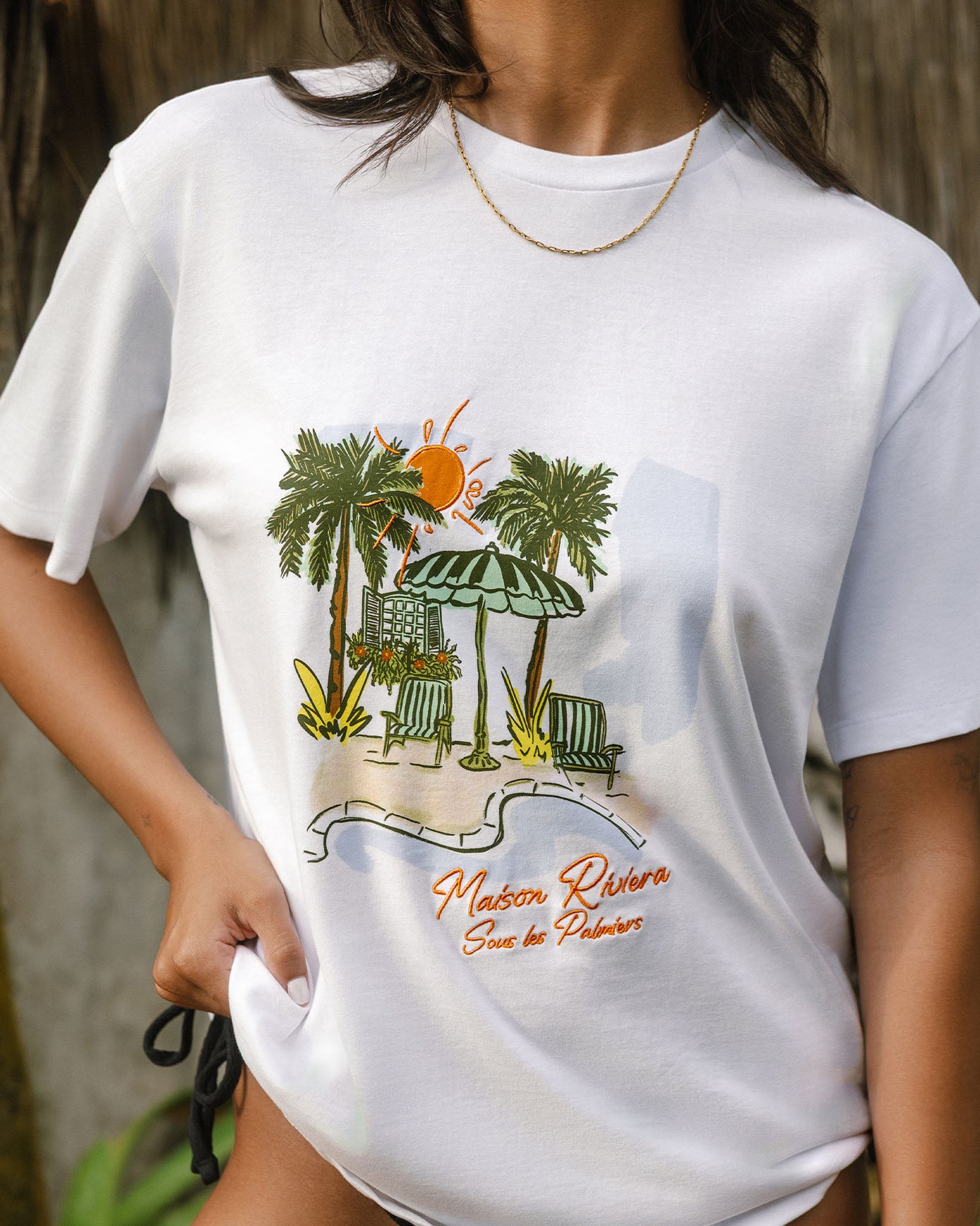Organic Cotton Maison Riviera Sous Les Palmiers Print T-Shirt