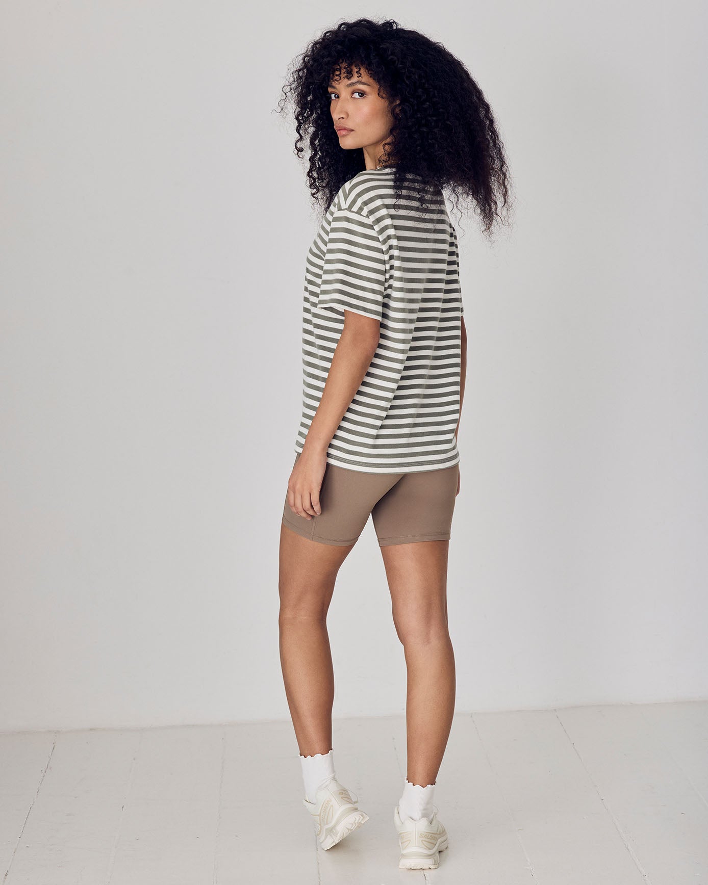 Organic Cotton Embossed Logo T-Shirt - Sage Stripe