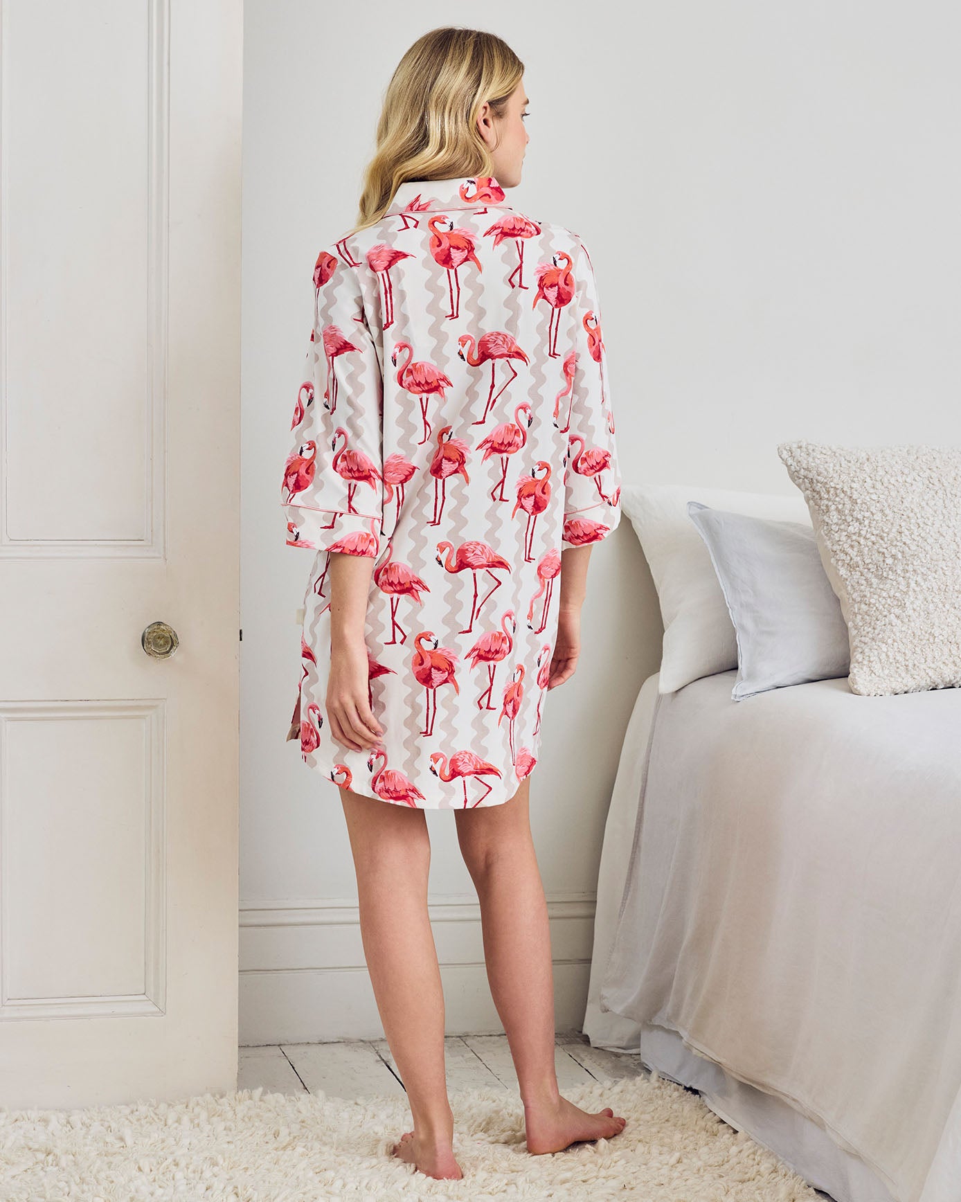 Organic Cotton Flamingo Stripe Print Nightshirt