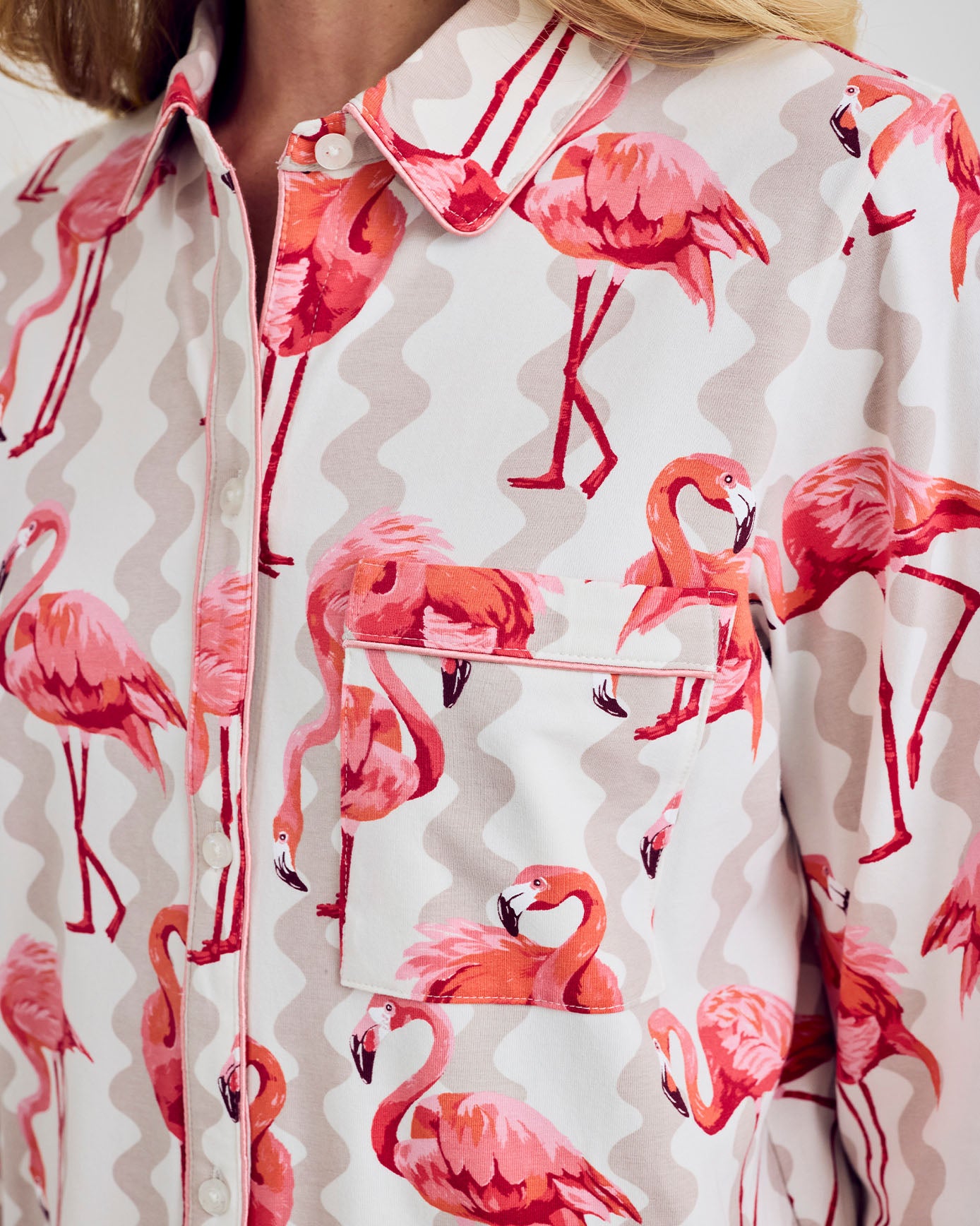 Organic Cotton Flamingo Stripe Print Nightshirt