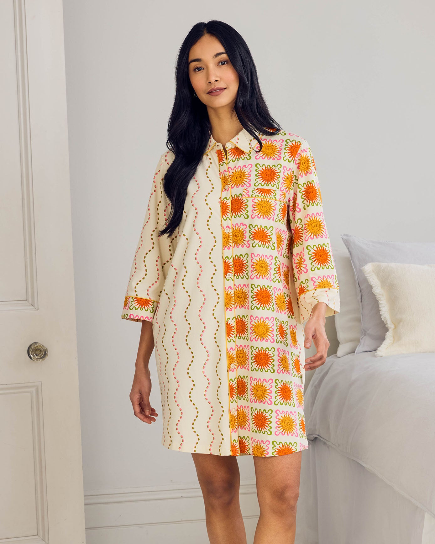Organic Cotton Sunshine Tile Print Nightshirt