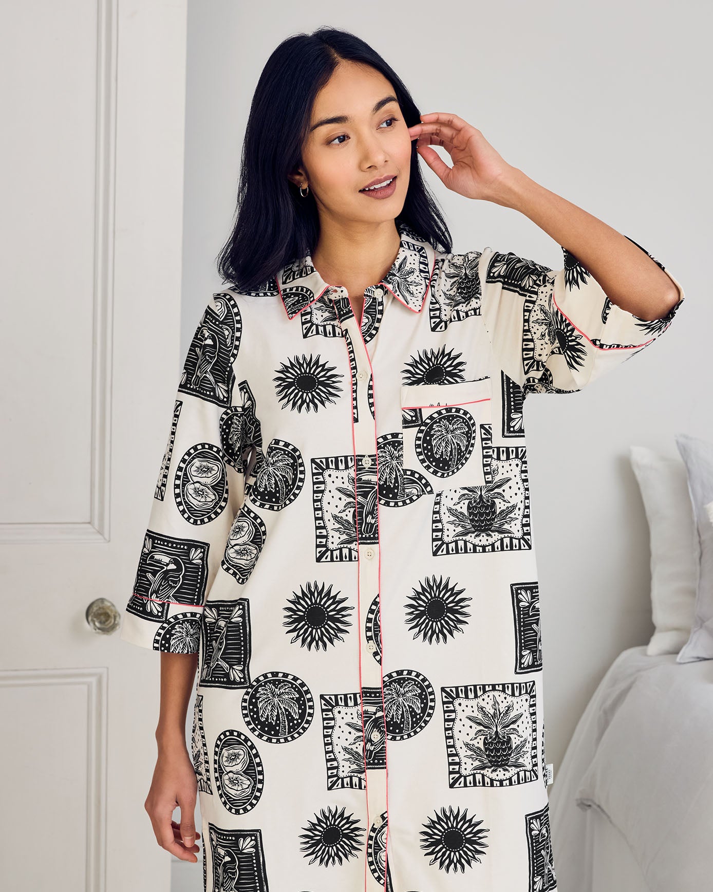 Organic Cotton Stamp & Tile Print Nightshirt