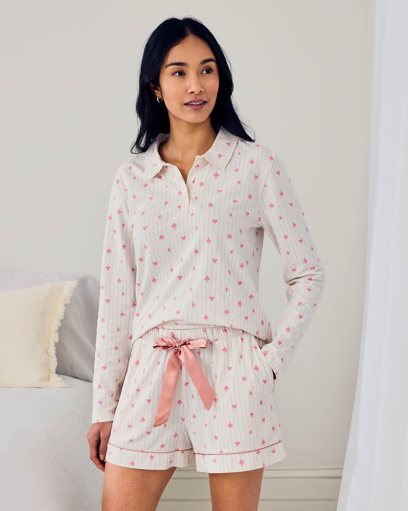 Organic Cotton Suit Stripe Print Short Pyjama Set
