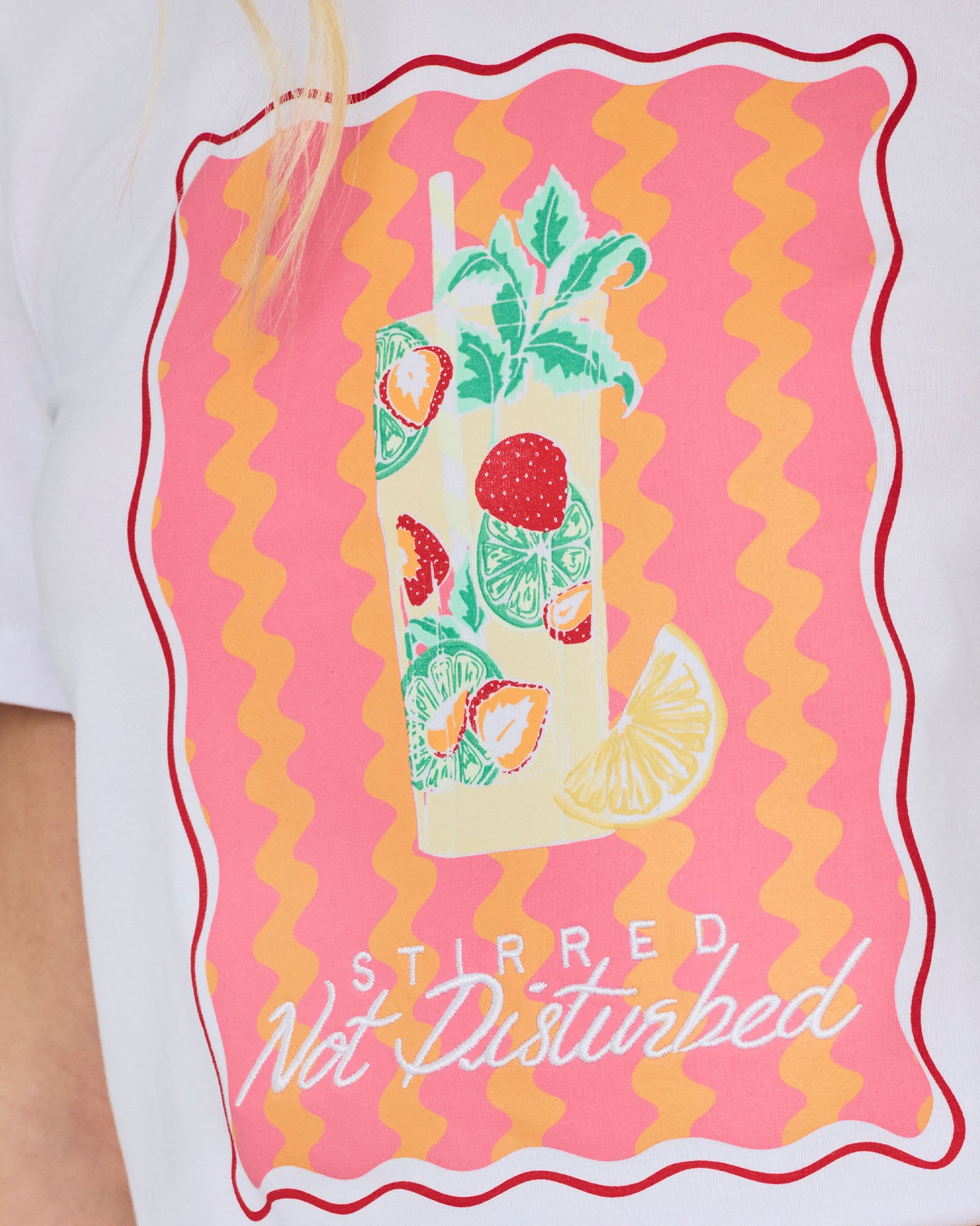 Organic Cotton Wavy Stripe Cocktail Print Short Pyjama Set