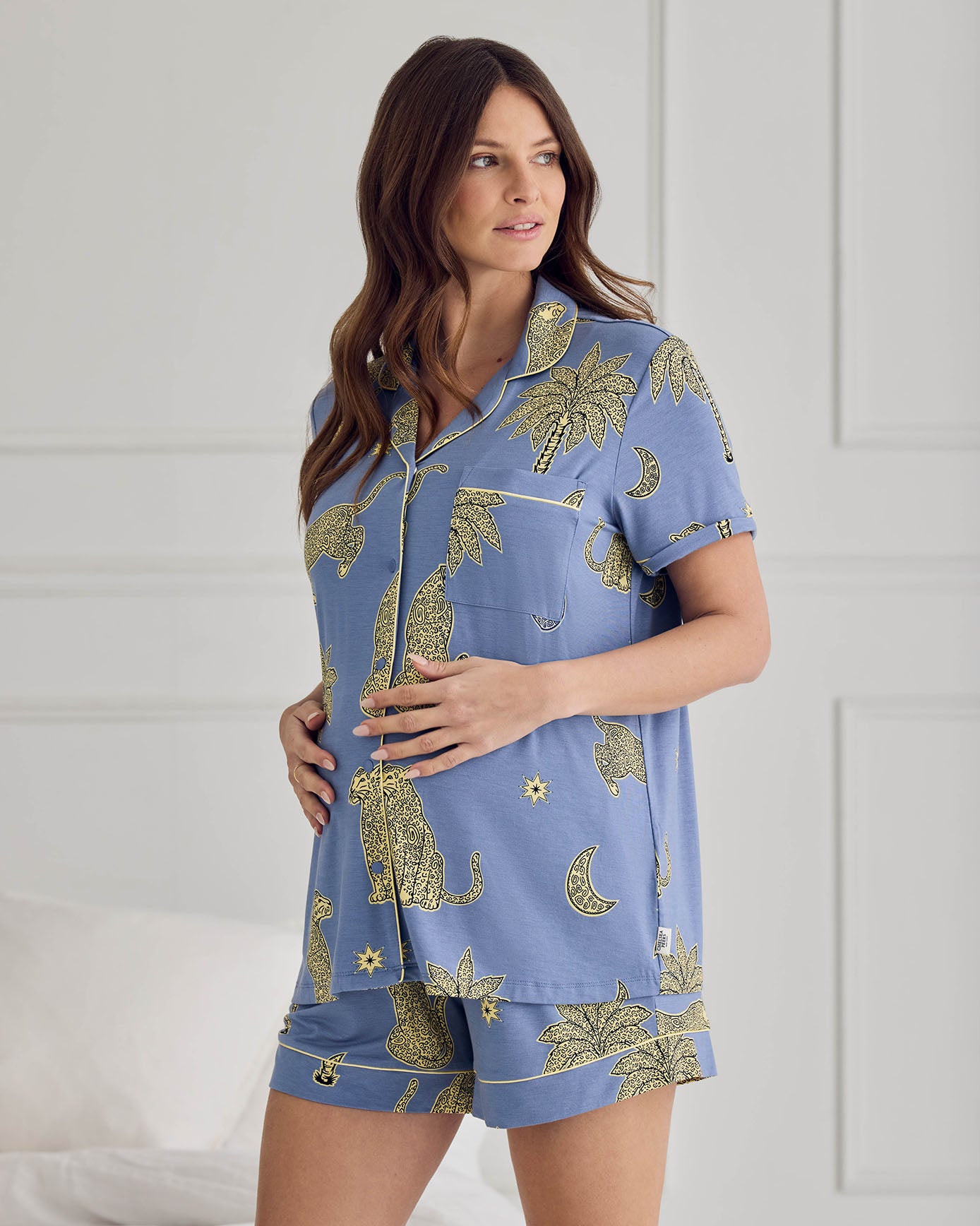 Maternity TENCEL™ Modal Midnight Leopard Print Short Pyjama Set