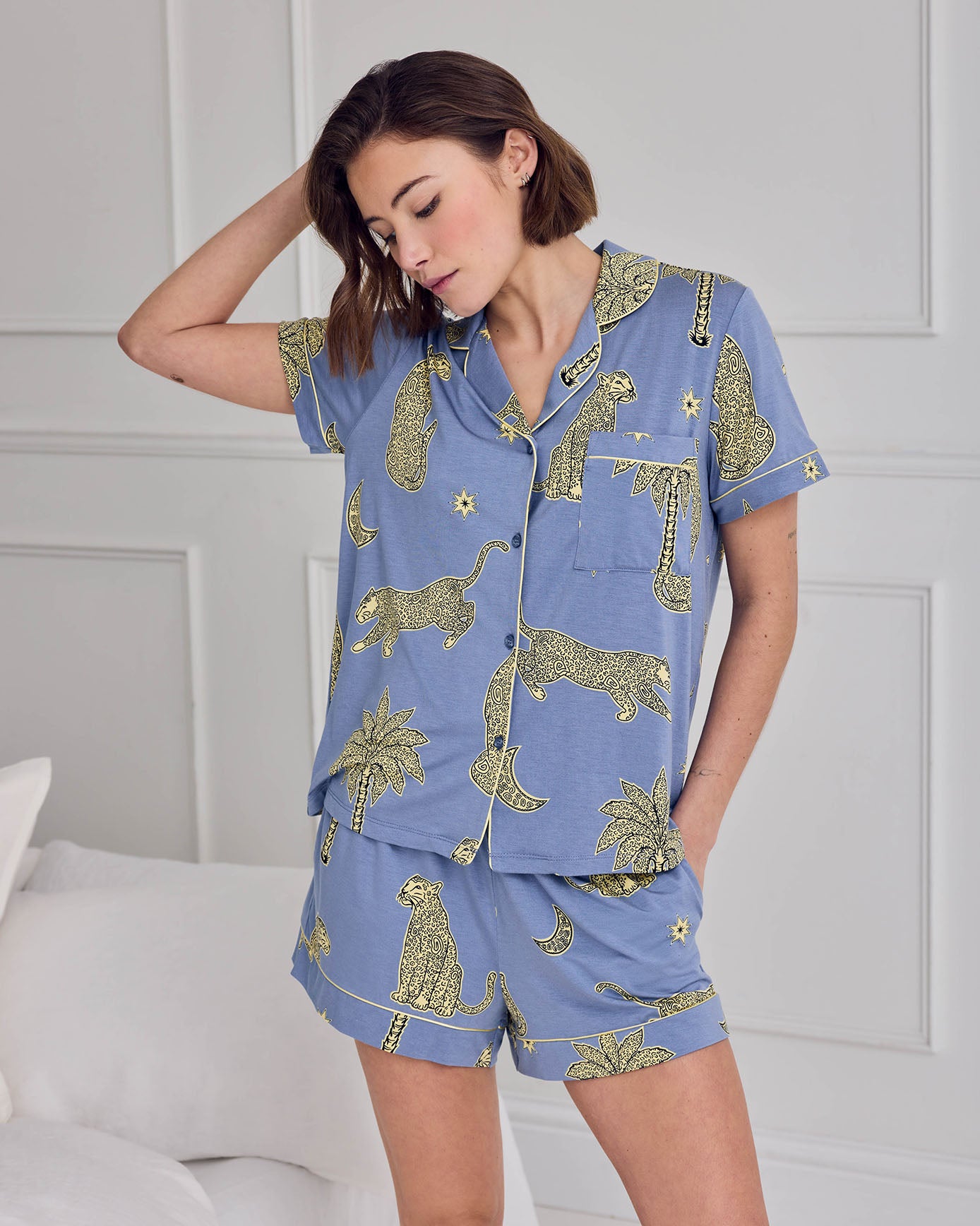 TENCEL™ Modal Midnight Leopard Print Short Pyjama Set