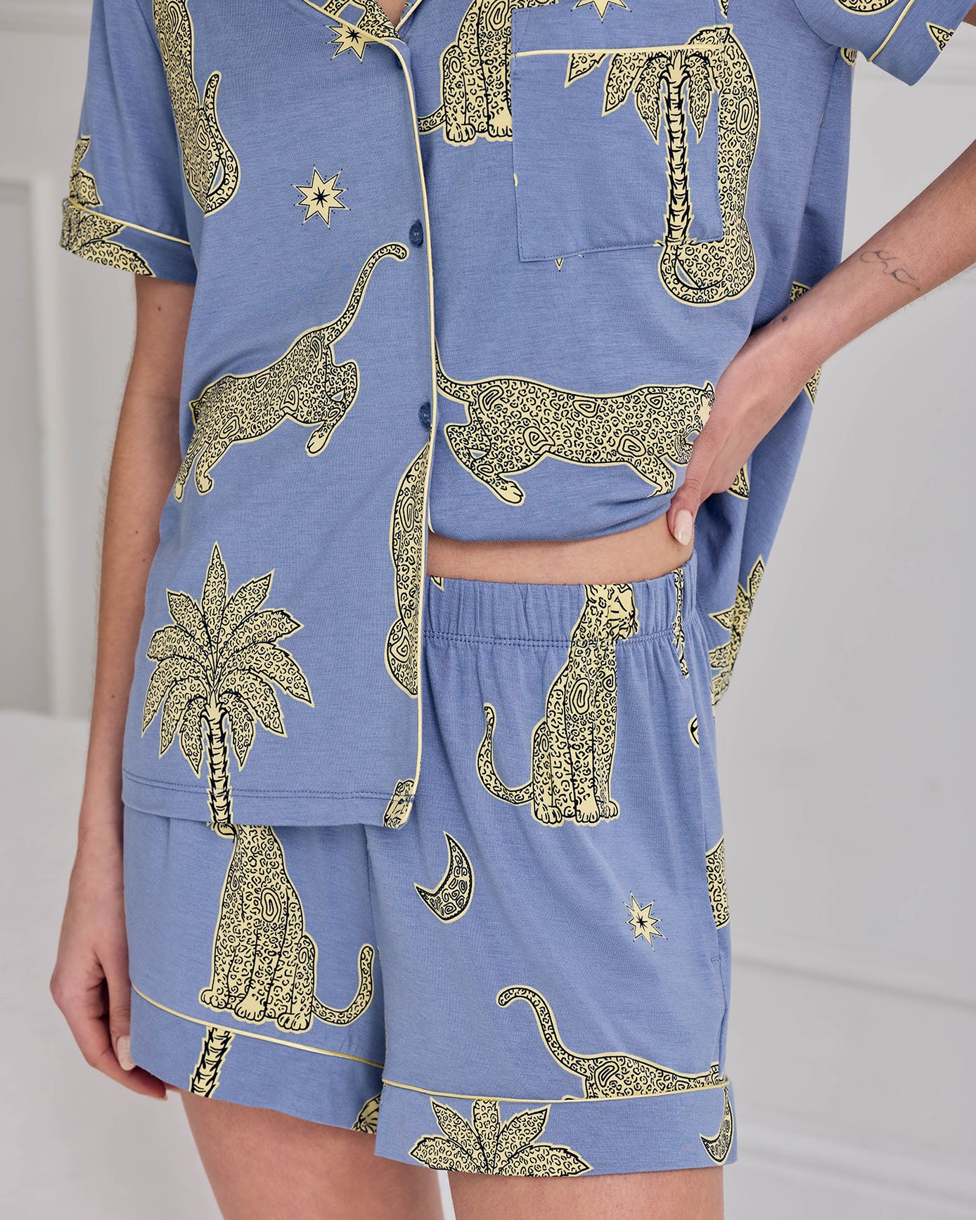 TENCEL™ Modal Midnight Leopard Print Short Pyjama Set