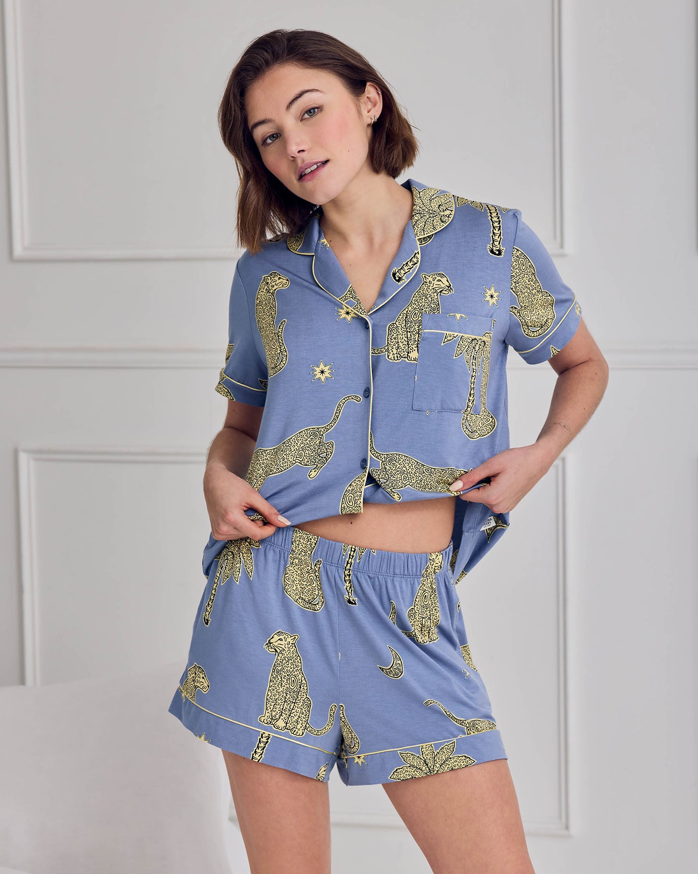 TENCEL™ Modal Midnight Leopard Print Short Pyjama Set