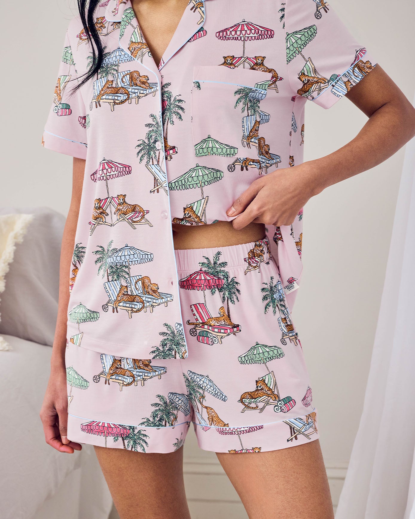 TENCEL™ Modal Lounging Leopards Print Short Pyjama Set