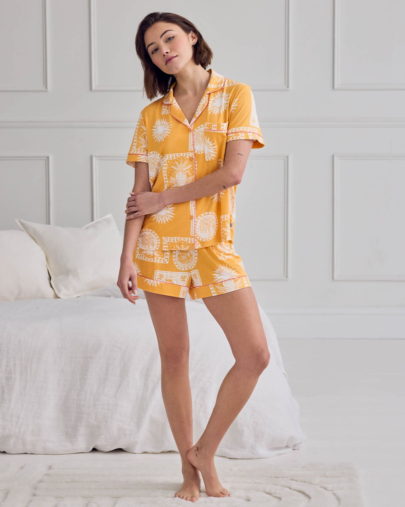 TENCEL™ Modal Stamp & Tile Print Short Pyjama Set
