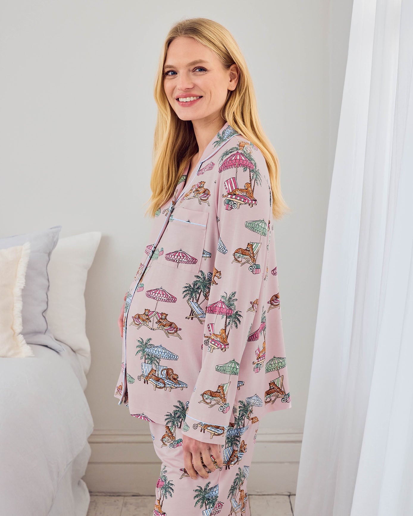 Maternity TENCEL™ Modal Lounging Leopards Print Long Pyjama Set