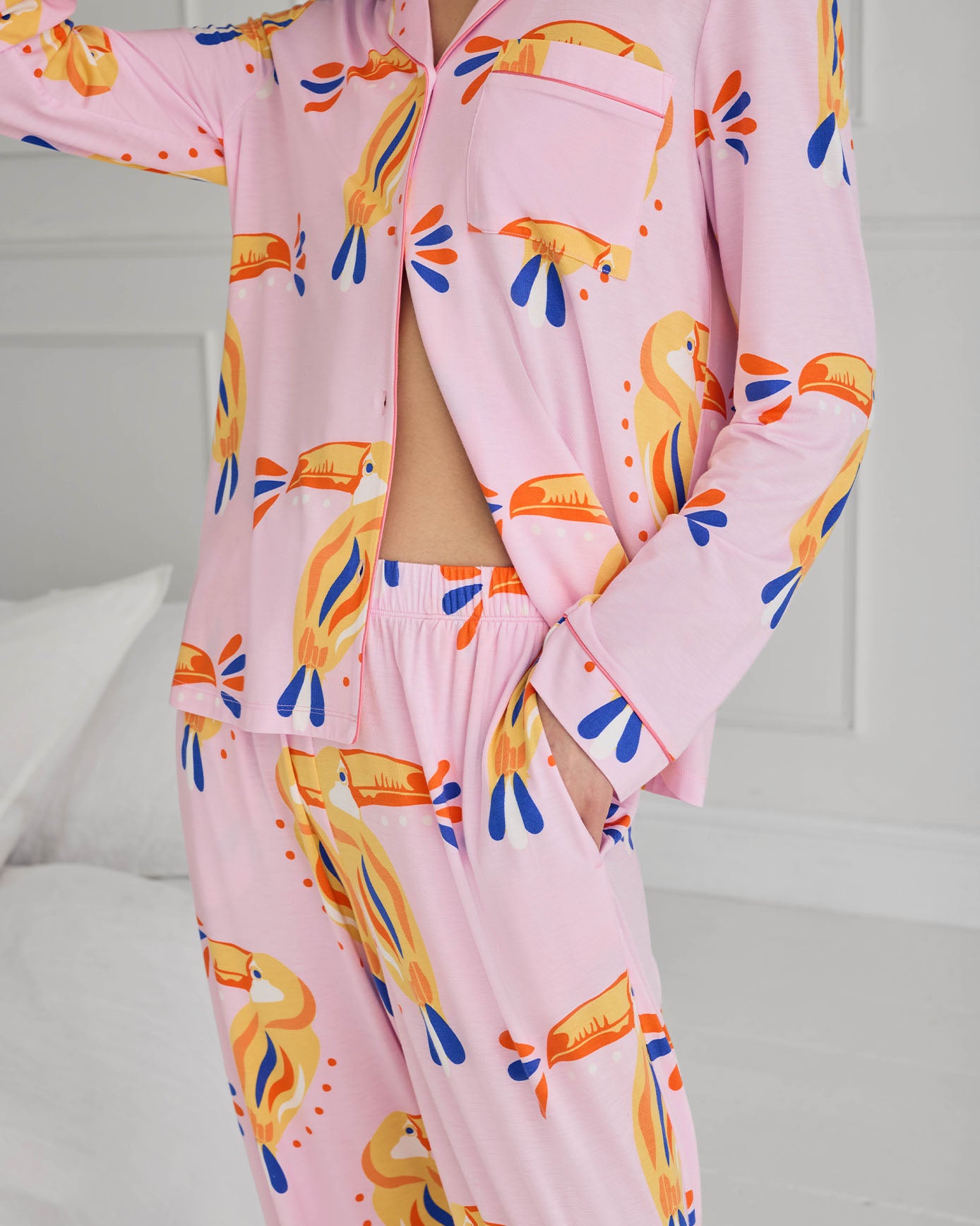 Tall TENCEL™ Modal Toucan Print Long Pyjama Set