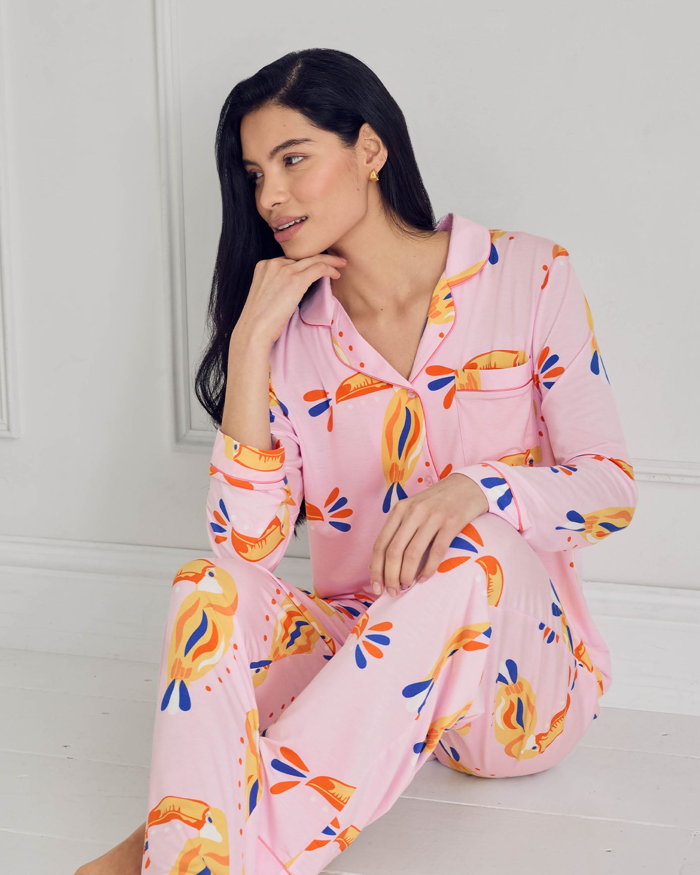 Petite TENCEL™ Modal Toucan Print Long Pyjama Set