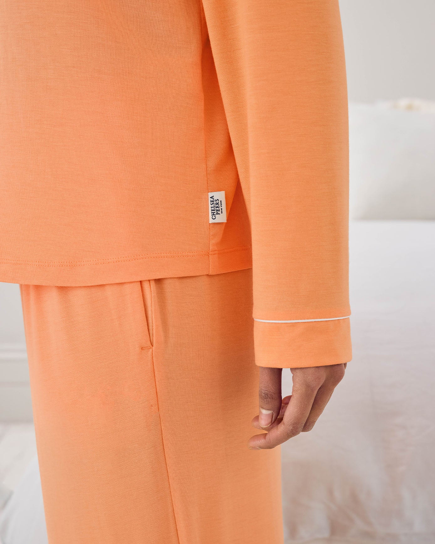 Tencel™ Modal Button Up Long Pyjama Set - Orange