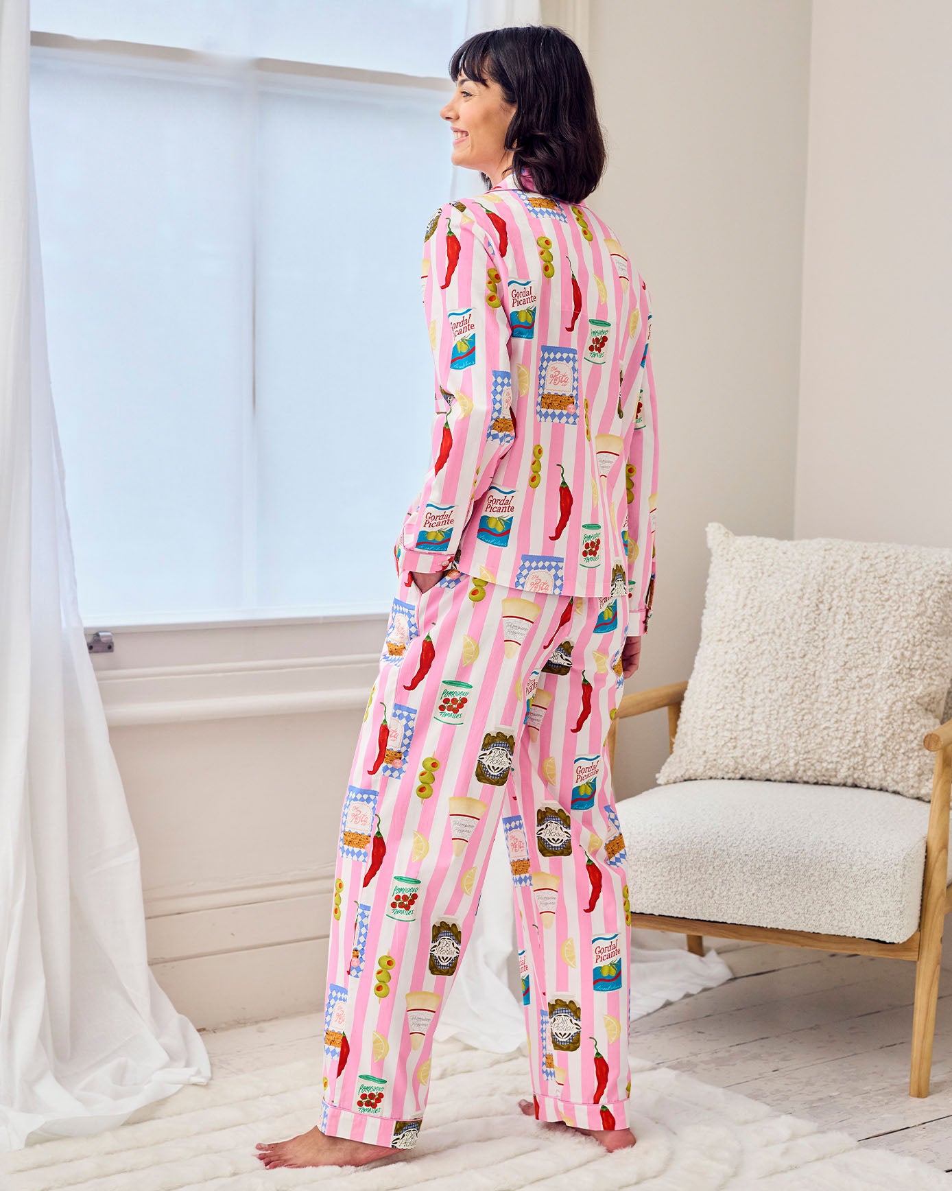 Organic Cotton Deli Stripe Print Long Pyjama Set