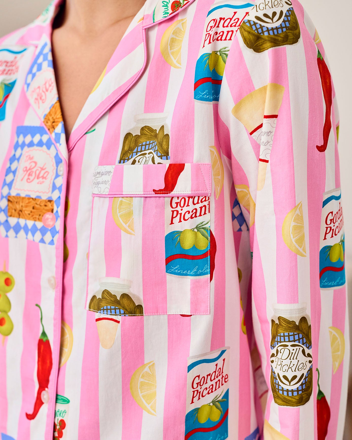 Organic Cotton Deli Stripe Print Long Pyjama Set