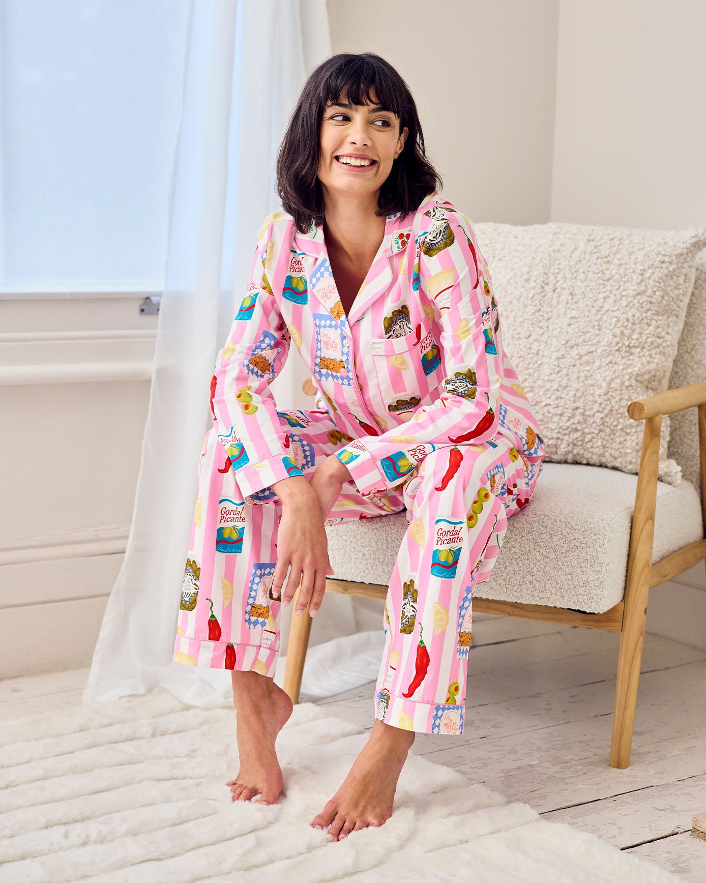 Organic Cotton Deli Stripe Print Long Pyjama Set