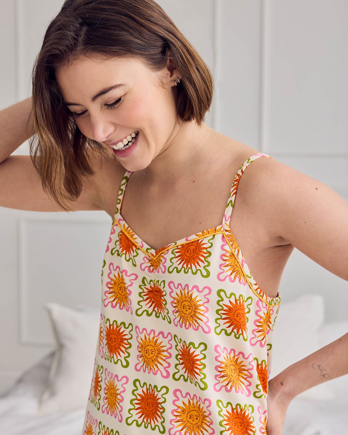 Organic Cotton Sunshine Tile Print Cami Short Pyjama Set