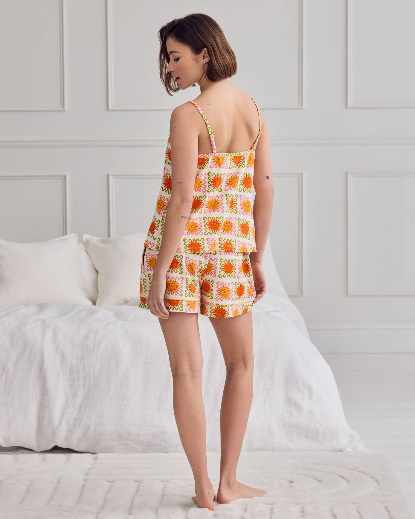Organic Cotton Sunshine Tile Print Cami Short Pyjama Set